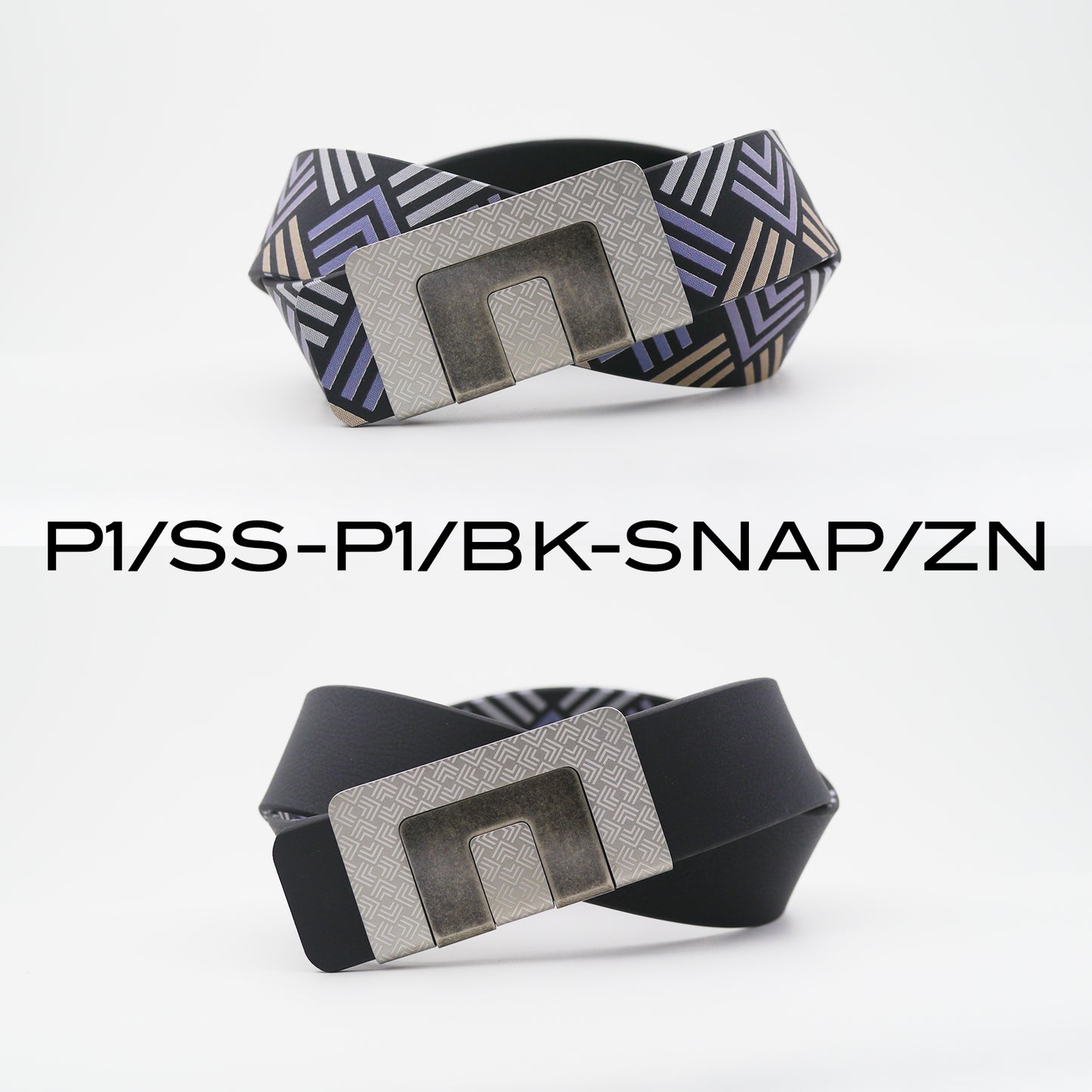 MIN BELT - SILVER P1 BUCKLE, BLACK P1 STRAP